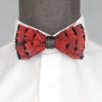 Бабочка мужская с перьями 0003